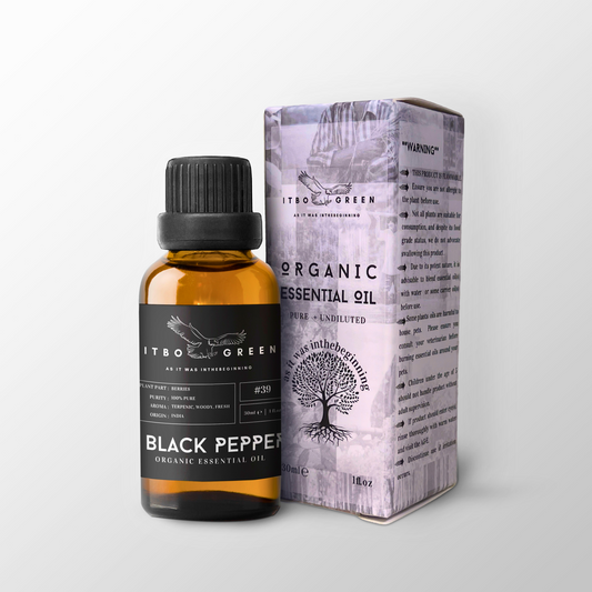 Organic Black Pepper Essential Oil | 30ml / 1oz UV Bottle | Unblended | Aromatherapy | Vegan | Spirituality| Nature Heals - ITBO Green