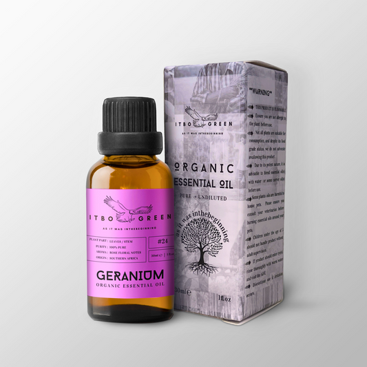 Organic Geranium Essential Oil | 30ml / 1oz UV Bottle | Pure Floral Oil | Unblended | Aromatherapy | Vegan | Spirituality| Nature Heals - ITBO Green
