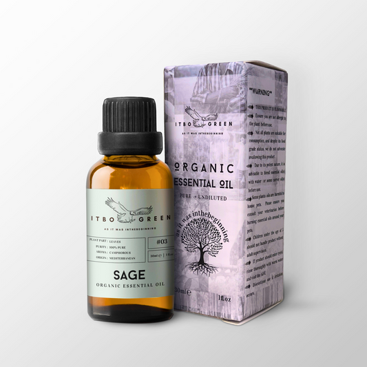 Organic Sage Essential Oil | 30ml / 1oz UV Bottle | Pure Herbaceous Oil | Unblended | Aromatherapy | Vegan | Spirituality| Nature Heals - ITBO Green