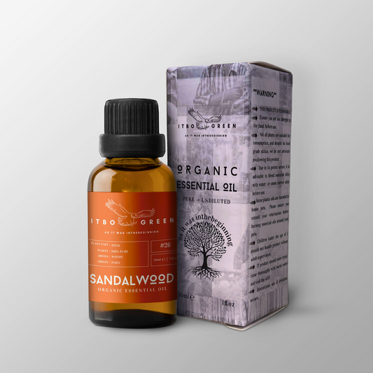 Organic Indian Sandalwood Essential Oil - 30ml / 1oz UV Bottle | Pure Woody Oil | Unblended | Aromatherapy | Vegan | Spirituality| Nature Heals - ITBO Green